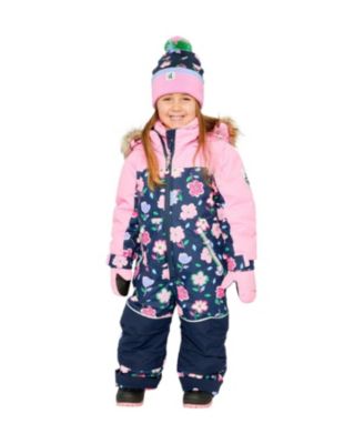 Girls' Discover Detachable Faux Fur Hood Expandable Sleeve One Piece Snowsuit - Little Kid, Big Kid
