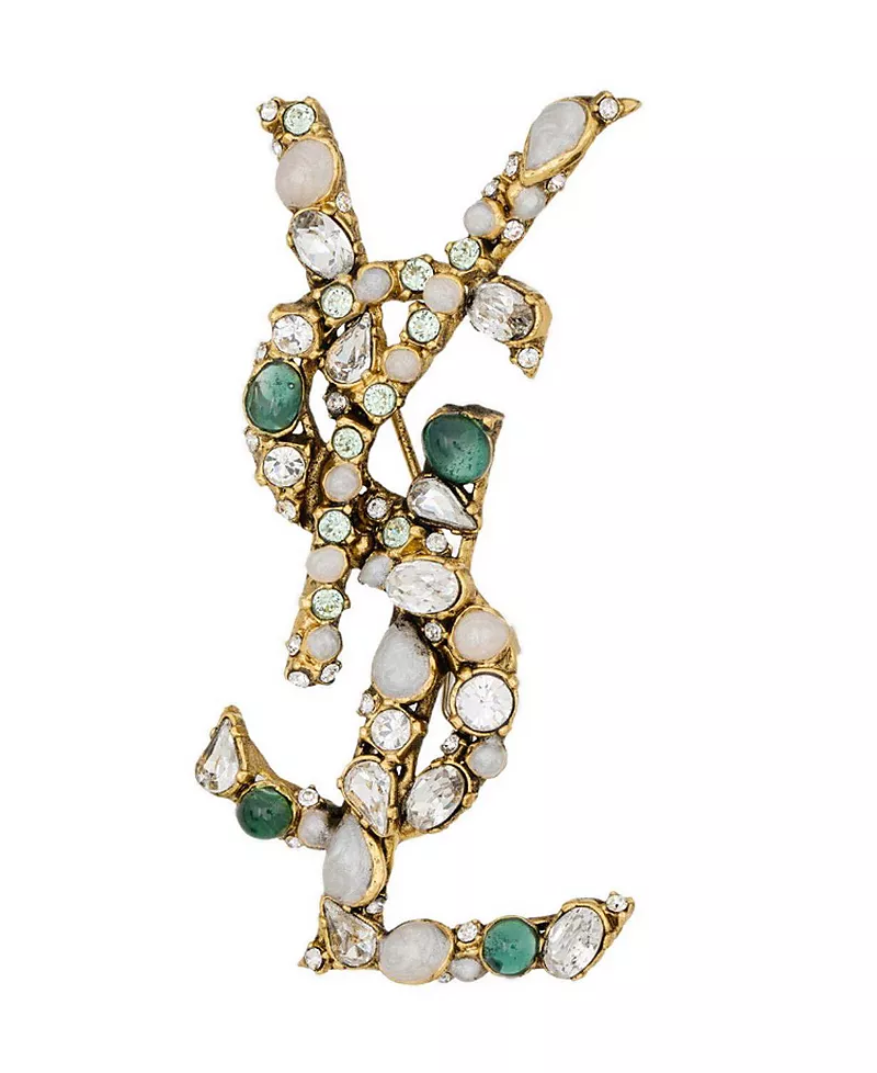 Saint Laurent Cassandre Crystal Brooch