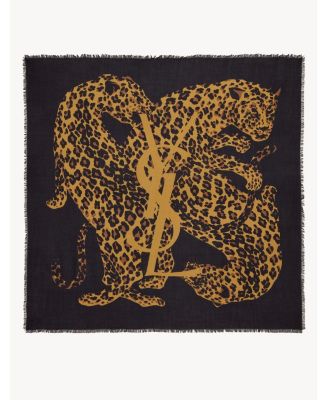 Saint Laurent Cassandre Leopard Square Scarf