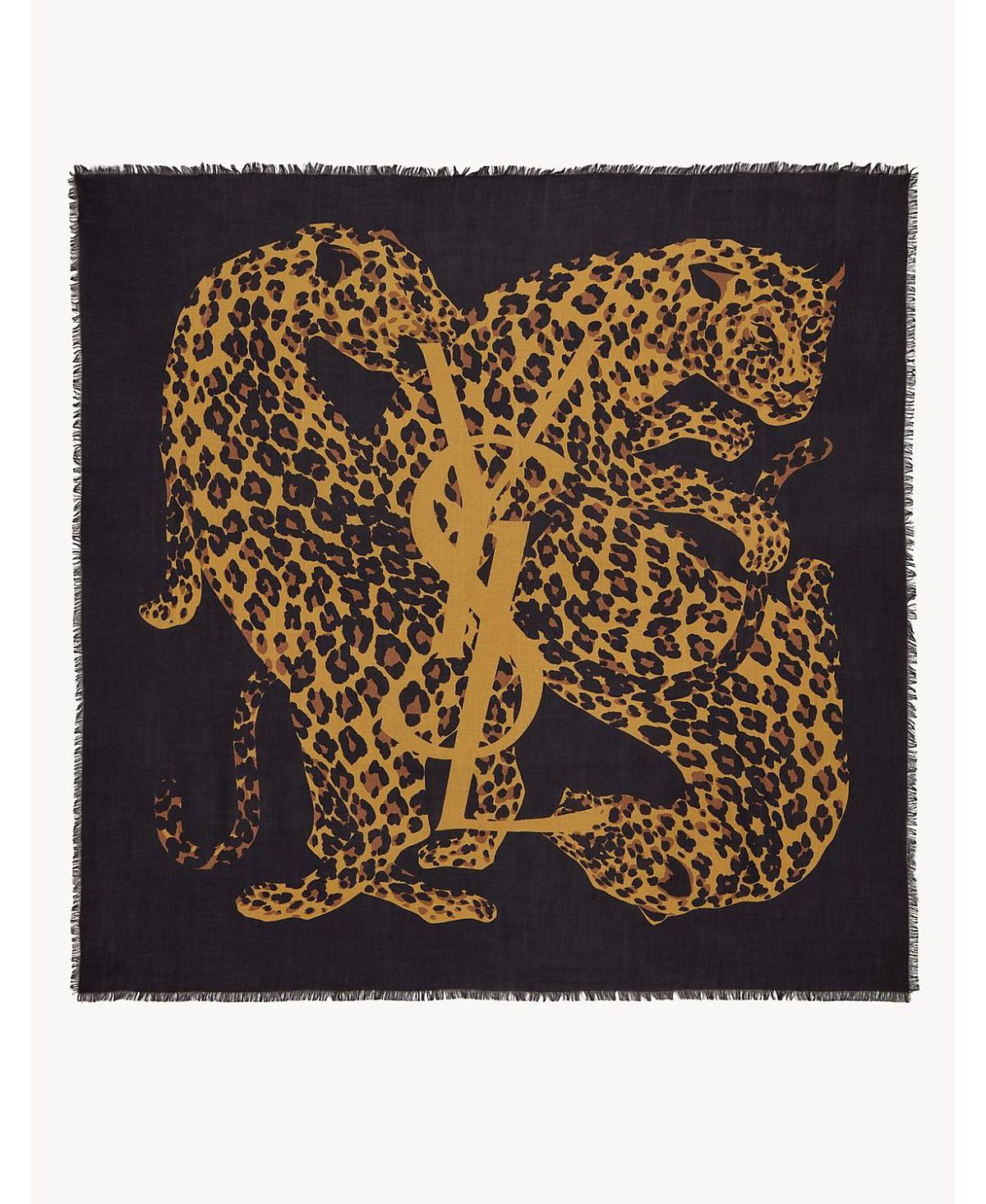 Saint Laurent Cassandre Leopard Square Scarf