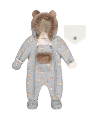 Boys' Woodland Creatures One Piece Footie Romper & Neckwarmer Snowsuit - Baby