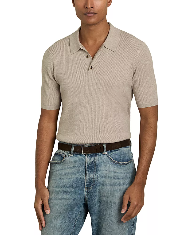 Reiss Berch Slim Rib Knit Polo Shirt