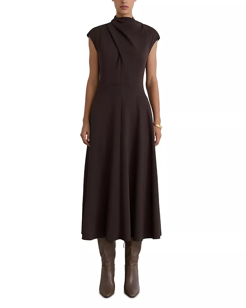 Reiss Petite High Neck Midi Dress