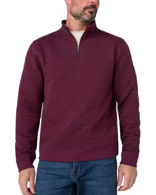 Cotton Blend Diamond Quilt Quarter Zip Sweater