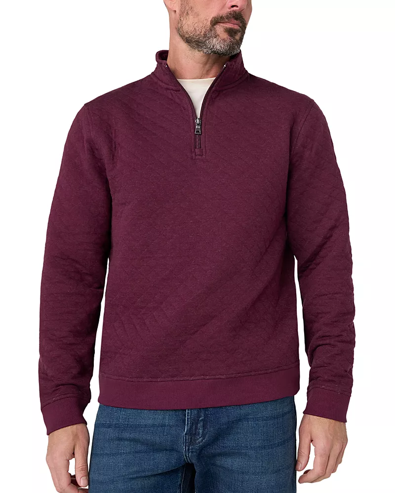 Liverpool Los Angeles Cotton Blend Diamond Quilt Quarter Zip Sweater