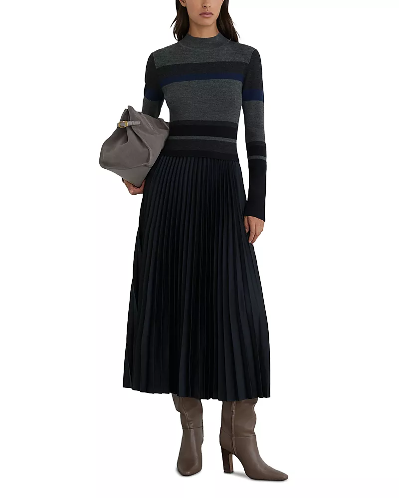 Reiss Petites Wool Blend Stripe Midi Dress