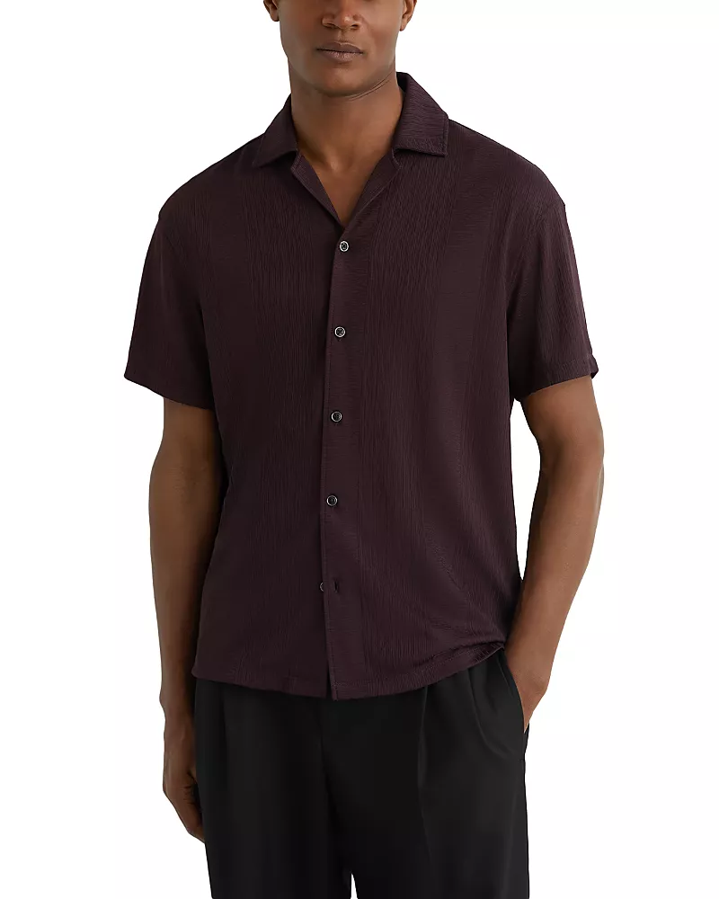 Reiss Ando Jacquard Knit Camp Shirt