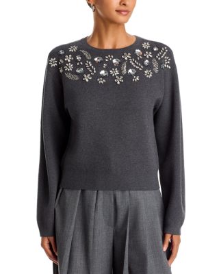 Rhinestone Embellished Crewneck Sweater - Exclusive