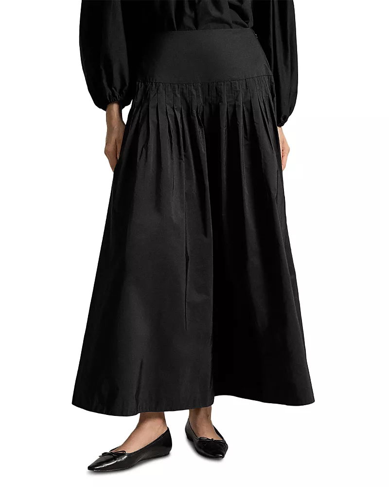 Polo Ralph Lauren Pleated Taffeta Maxi Skirt