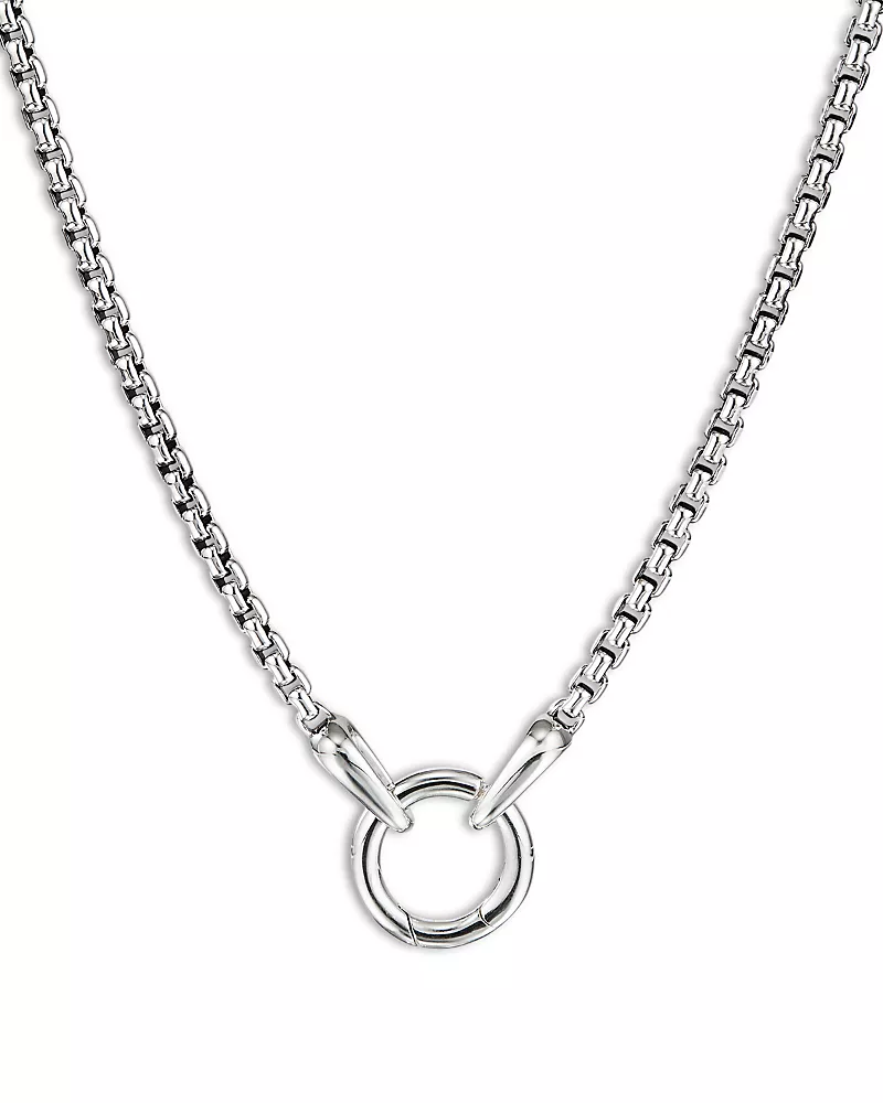 David Yurman Smooth Amulet Box Chain Necklace in Sterling Silver, 2.7mm