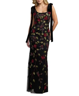  Cap Sleeve Column Midi Dress With Floral Beading