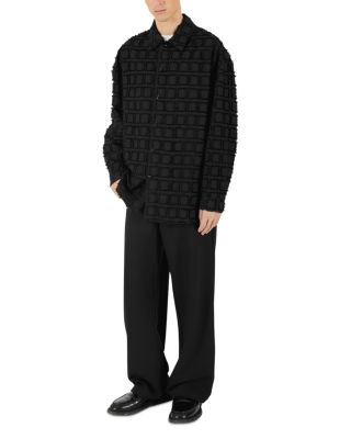 Relaxed Pile Fabric Square Pattern Shirt