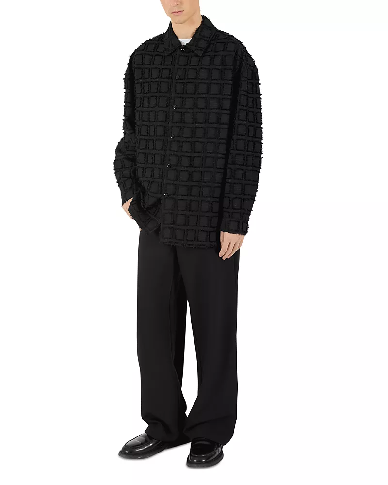 Krost Relaxed Pile Fabric Square Pattern Shirt