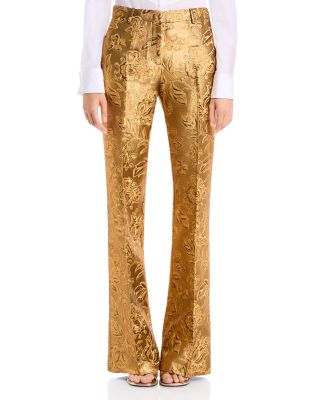 Textured Seamed Flare Leg Pants 