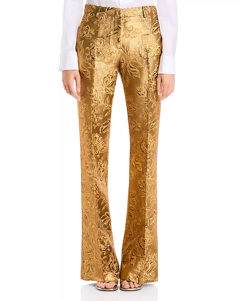 Etro Textured Seamed Flare Leg Pants