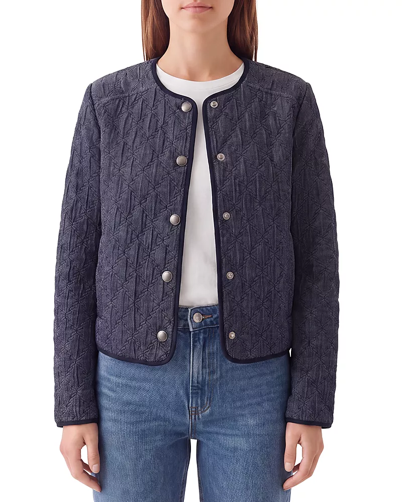 Bagatelle Quilted Denim Collarless Jacket