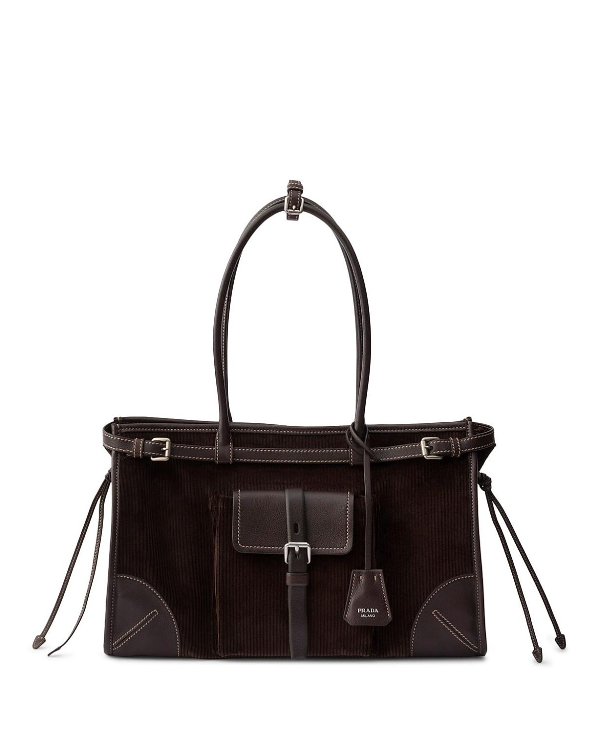 Prada Bonnie Large Corduroy and Leather Handbag
