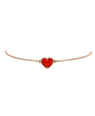  Sweet Alhambra Heart Bracelet 18K Rose Gold with Carnelian