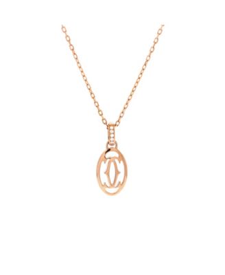 Pre-Owned Cartier Double C de Cartier Pendant Necklace 18K Rose Gold with Diamonds, 16