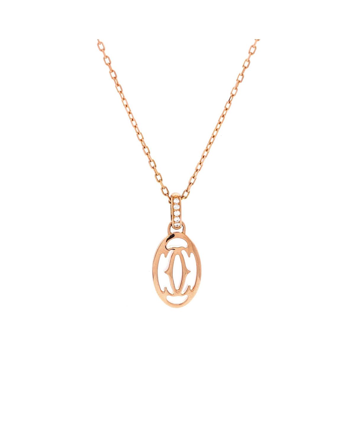 Pre-Owned Cartier Double C de Cartier Pendant Necklace 18K Rose Gold with Diamonds