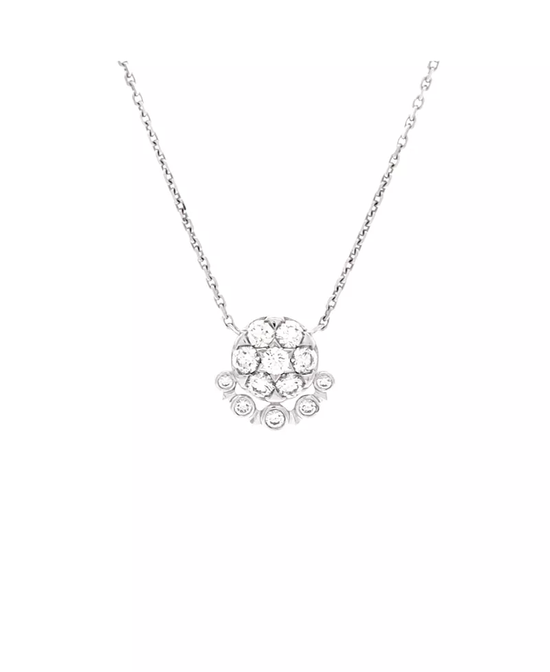 Pre-Owned Cartier 0.45CT Etincelle de Cartier Cluster Pendant Necklace 18K White Gold with Diamonds, 15.25