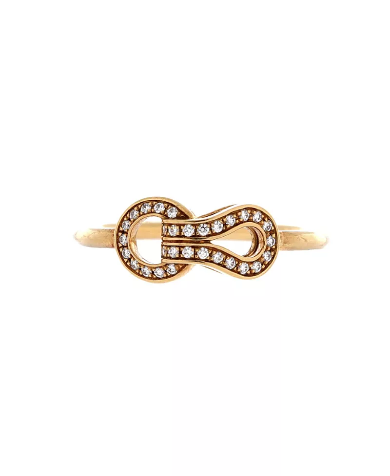 Pre-Owned Cartier Small Agrafe Vine Ring 18K Gold with Diamonds