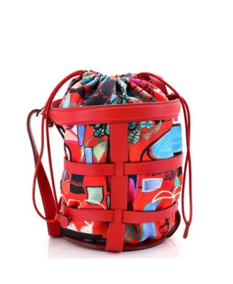 Musardine Bucket Bag Printed Silk with Leather
