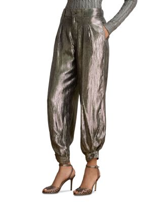 Paisley Metallic Crinkle Jogger Pants