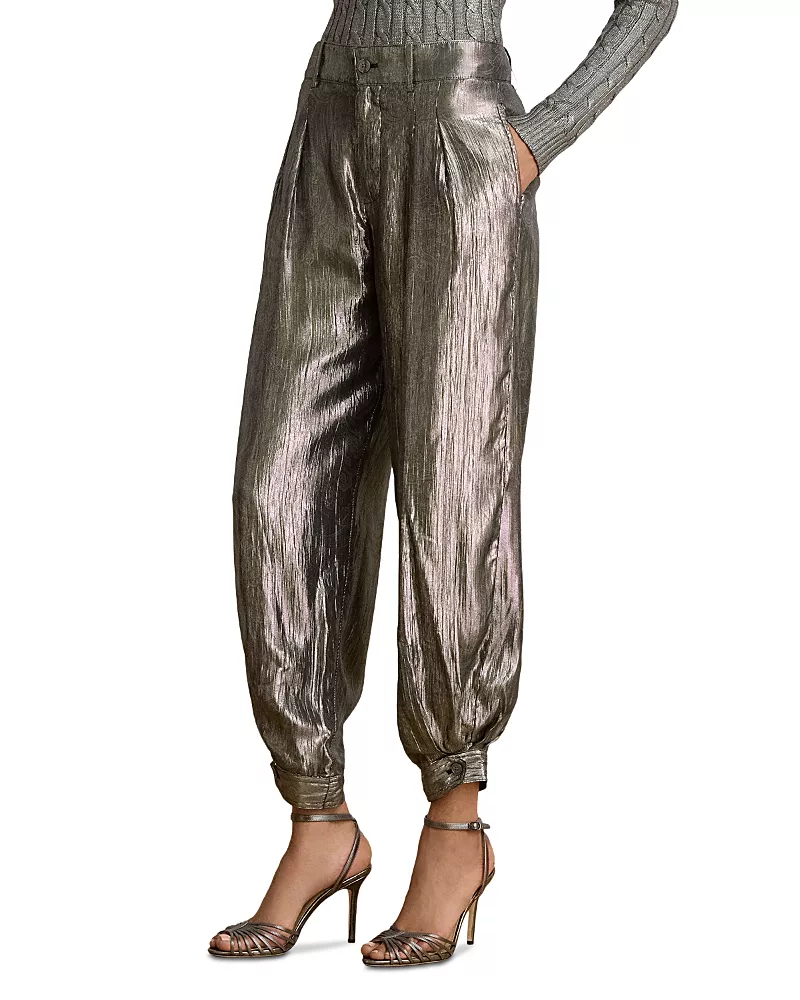 Lauren Ralph Lauren Paisley Metallic Crinkle Jogger Pants