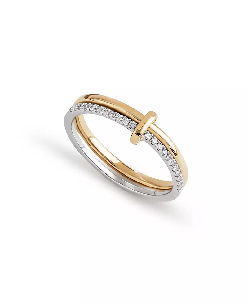 Ana Luisa Solid Yellow Gold Duo Diamond Link Ring
