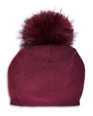 Wool & Cashmere Faux Fur Pom-Pom Beanie