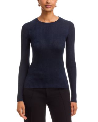 Ribbed Merino Wool Crewneck Sweater