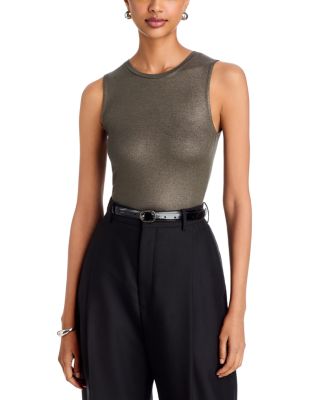 Soft Touch Metallic Crewneck Tank Top