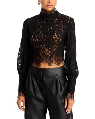 Georgia Mock Neck Long Sleeve Lace Top