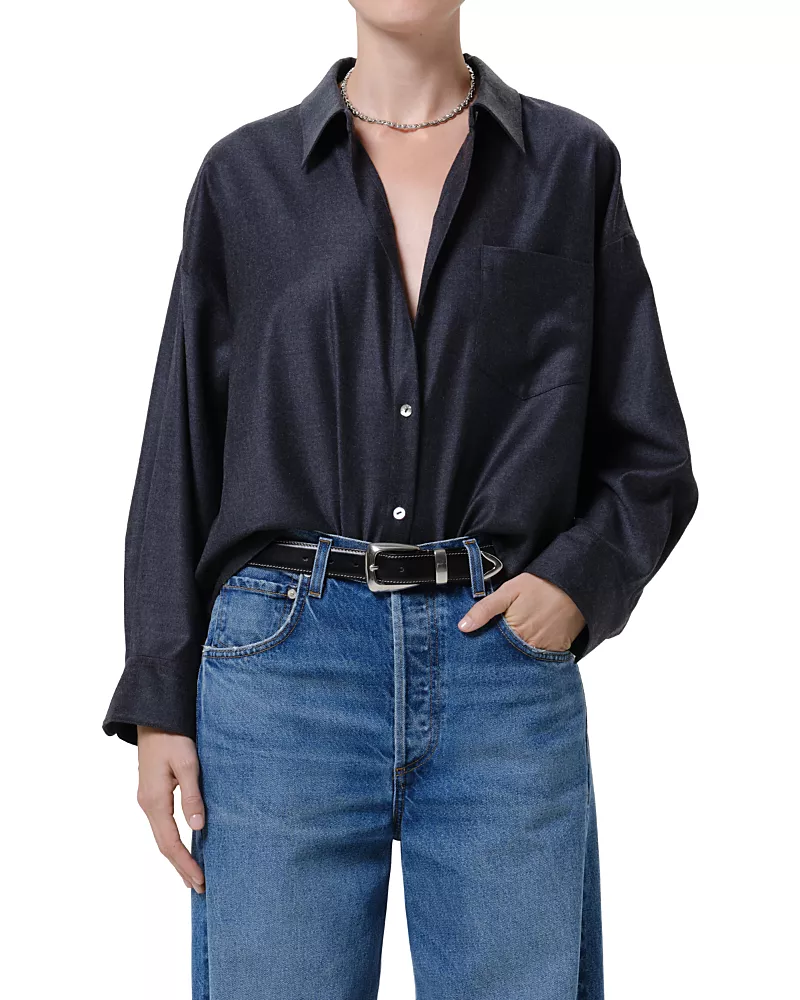 Citizens of Humanity Petit Ami Wool Cropped Shirt