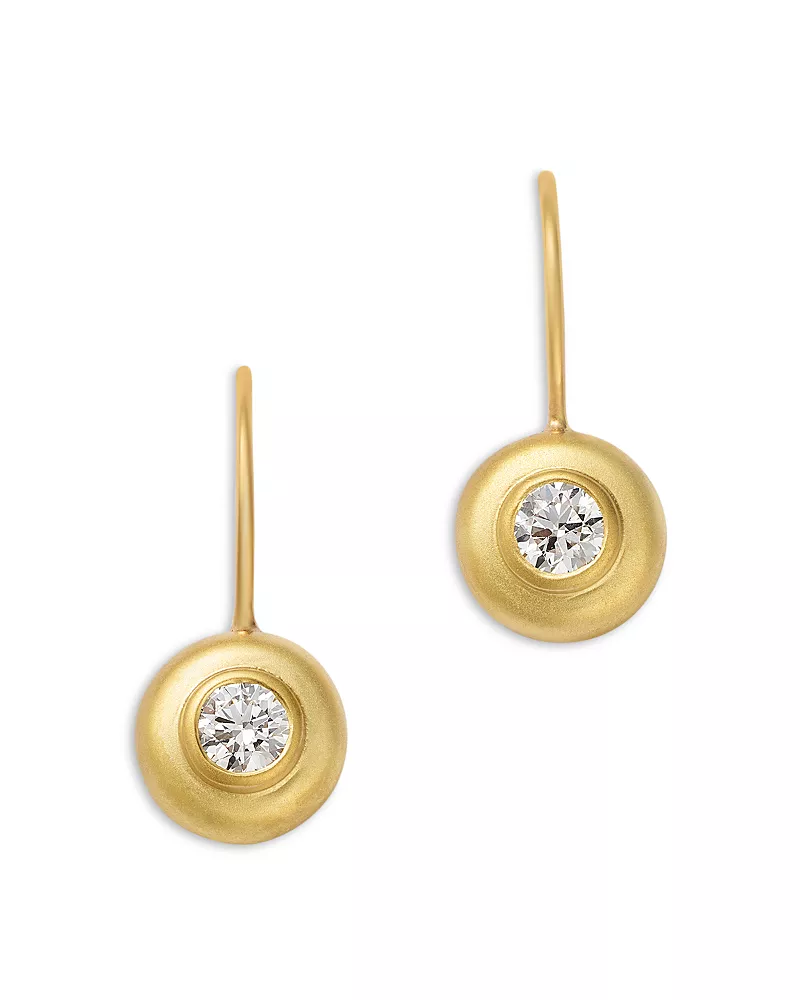 Zoe Chicco 14K Yellow Gold Diamond Solitaire Brushed Bezel Drop Earrings, 0.40 tcw