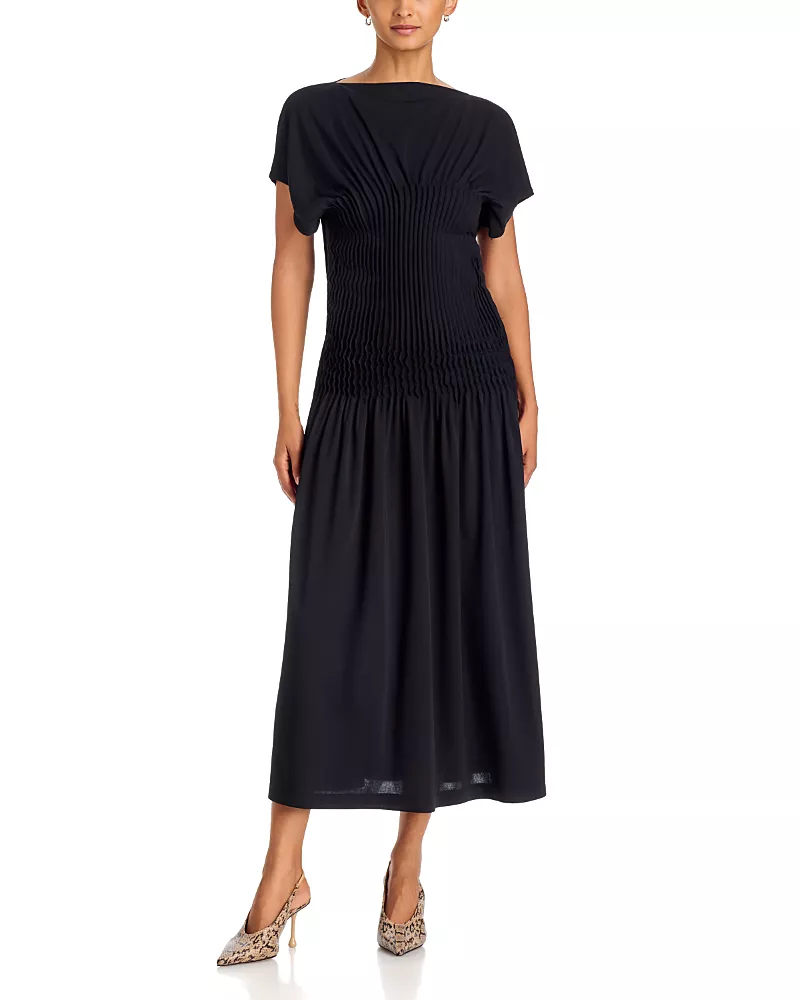 a. ren Emi Short Sleeve Flare Midi Dress