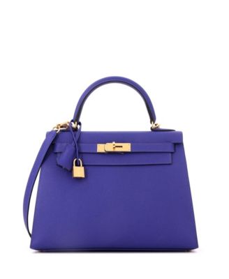 Kelly 28 Handbag Blue Epsom with Gold Hardware
