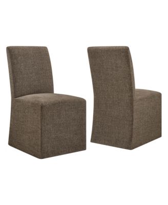  Aster Slub Weave Fabric Slipcovered Dining Chairs, Set of 2