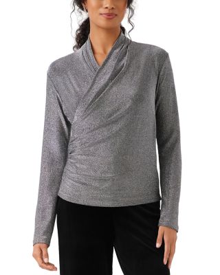 Petite Crossover Shirred Top