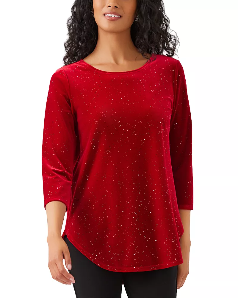 Karen Kane Velvet Sparkle Shirttail Top