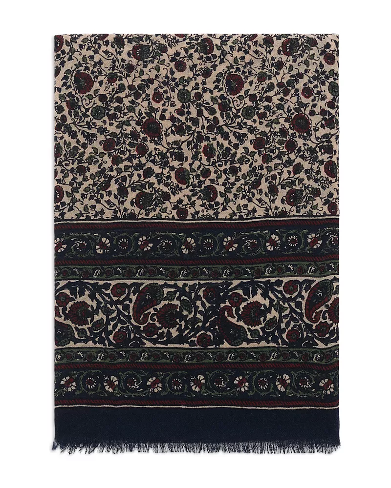 Gerard Darel Stella Floral Paisley Wool Scarf