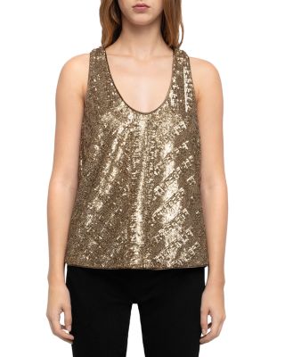 Tarys Sequined Scoop Neck Tank