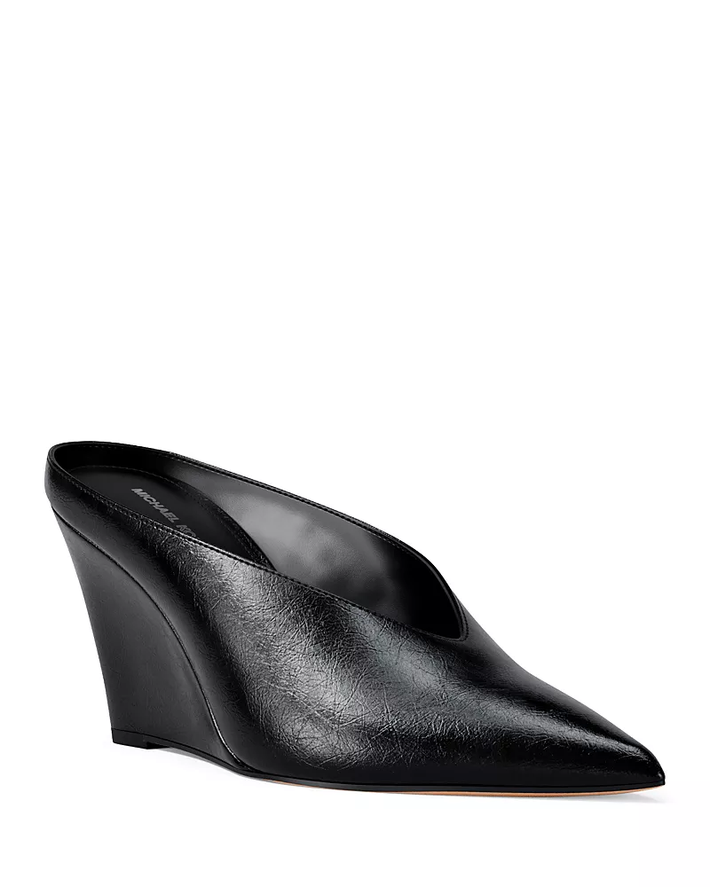 Michael Kors Women's Xandra Leather Wedge Mules