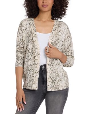 Printed V Neck Cropped Cardigan