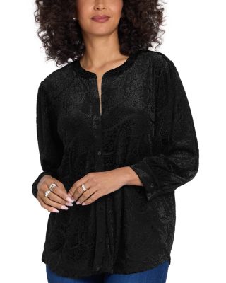 Bonnie Burnout Velvet 3/4 Sleeve Blouse
