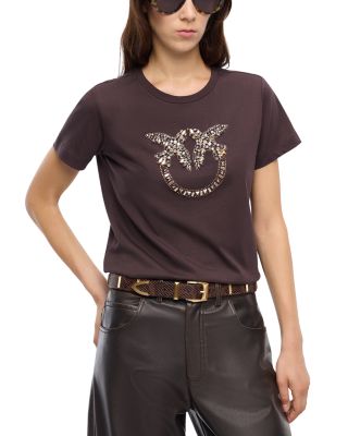 Quentin Cotton Embellished Logo Tee
