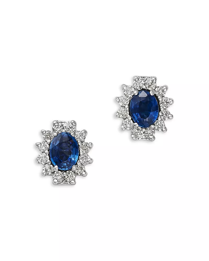 Bloomingdale's Fine Collection Sapphire & Diamond Oval Earrings in 14K White Gold