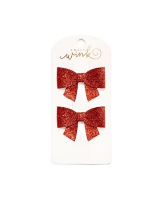  Girls' Ruby Sparkle Bow Clip Set - Little Kid, Big Kid
