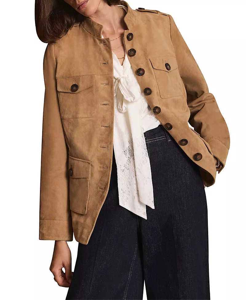 Mint Velvet Women's Suede Military Jacket